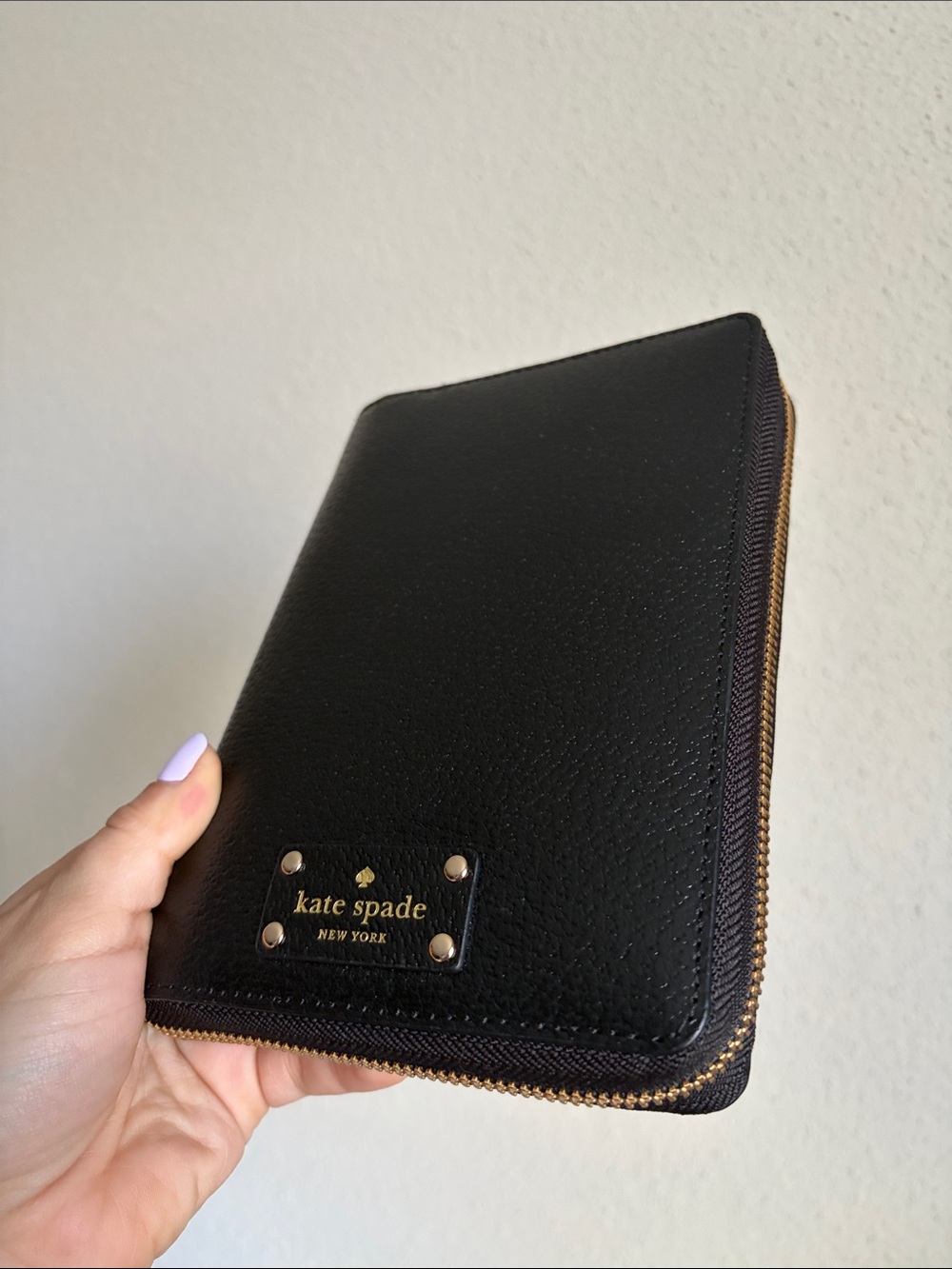 kate spade Black Leather Zip Around Agenda Journal NWOT - Picture 3 of 11